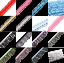 1-4m Gummiband R&uuml;sche Spitzenband Dekoband elastisch Farben Gummibesatz