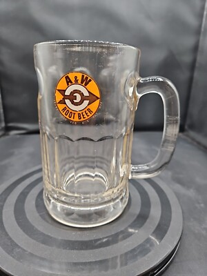 VINTAGE A&W Root Beer Glass Mug Bullseye Arrow Target Logo Heavy 5 3/4 