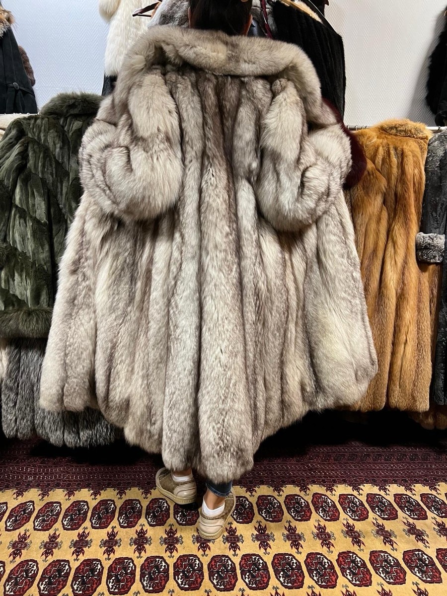 Blue Fox Fur Coat Real Fur Volpe Size 38-42 | eBay