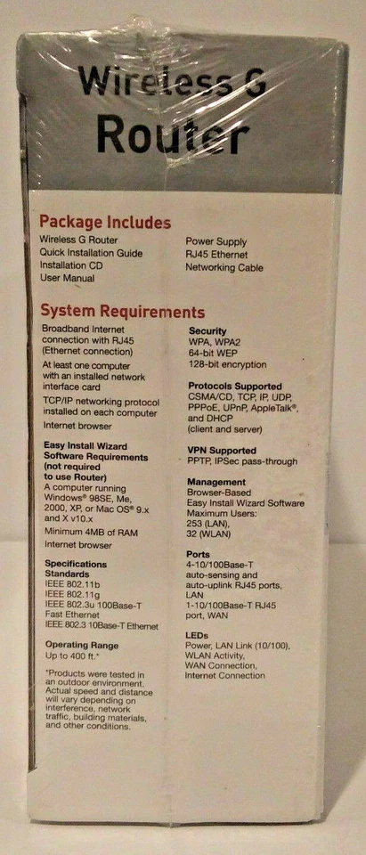 Belkin Internet Router Wireless G Router 400 Ft Range Unopened Factory Sealed - Image 2 of 4