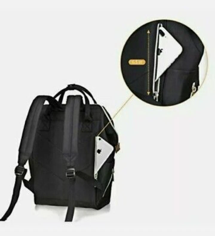 Mochila Universitaria Informal Bebamour Ligera de Viaje Amplia Abierta Espalda a (Negro) Foto 3 de 4