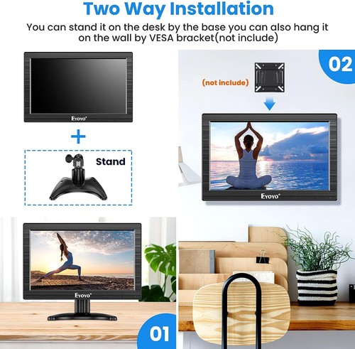 Eyoyo 12 in HDMI Monitor 1366x768 Portable TFT LCD Screen VGA/BNC/AV for CCTV - Picture 5 of 9