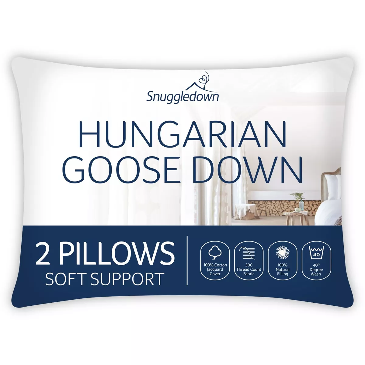 Snuggledown Hungarian Goose Down Soft Support Front Sleeper Pillow