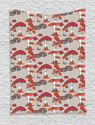 Woodland Mushroom Tapestry Wall Hanging Form Decoration for Room 2 Sizes