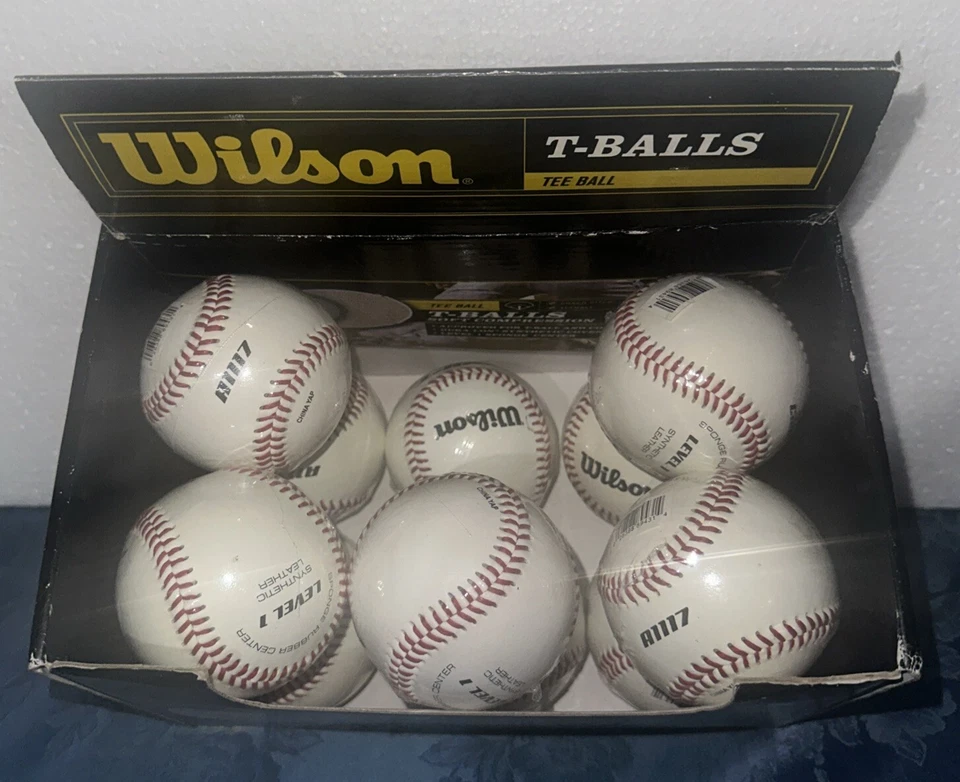 1 estuches 11 pelotas de béisbol totales Wilson A1117 jóvenes de compresión suave nuevas en caja Foto 3 de 4