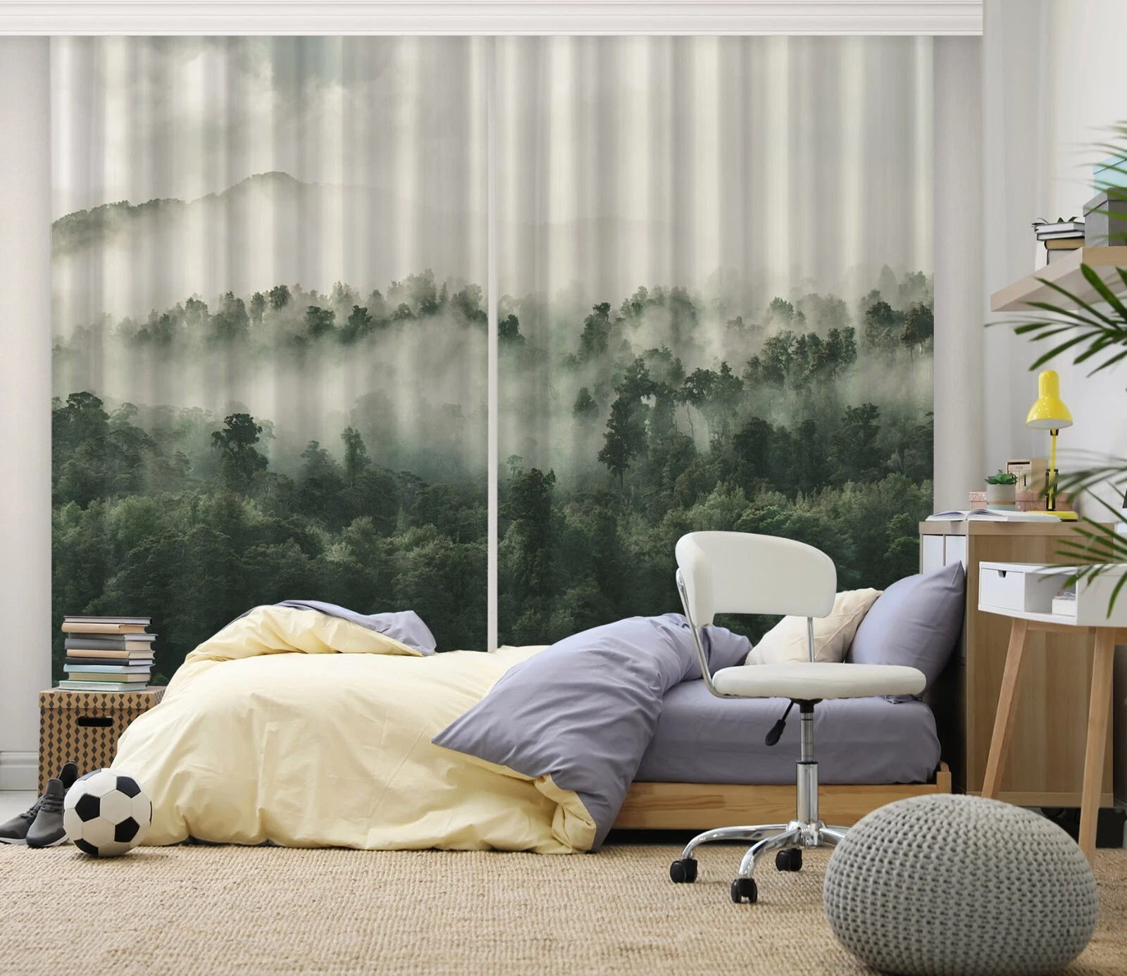 3D Foggy Forest ZHUC358 Photo Curtain Window Blockout Fabric Vera 2023