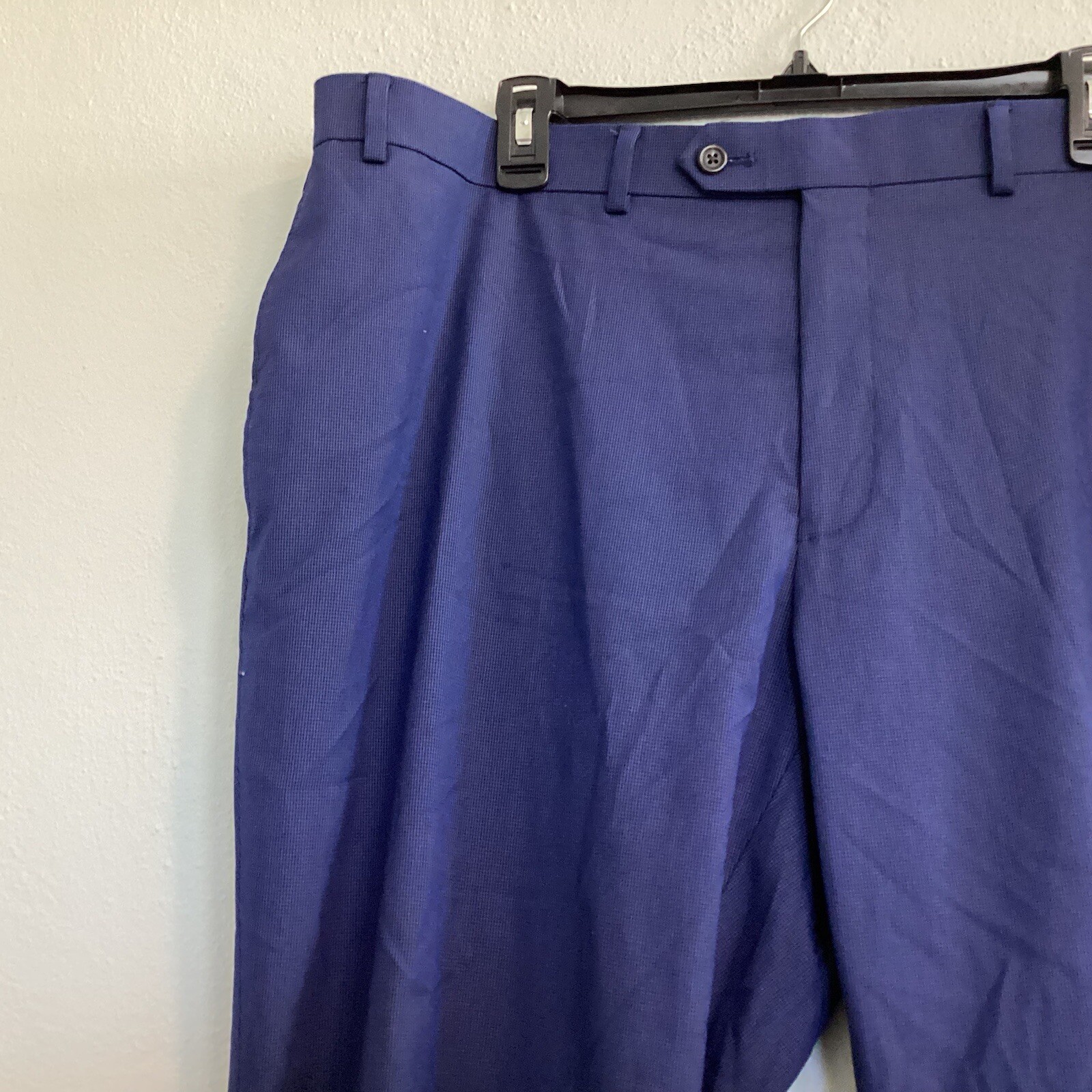 Lauren By Ralph Lauren Micro Plaid Dress Size 42x30 Classic Fit Blue Flat Front thumbnail 16