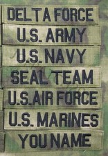 FG Chest Tapes Custom name Tapes ARMY NAVY Embroidery Patch black letters