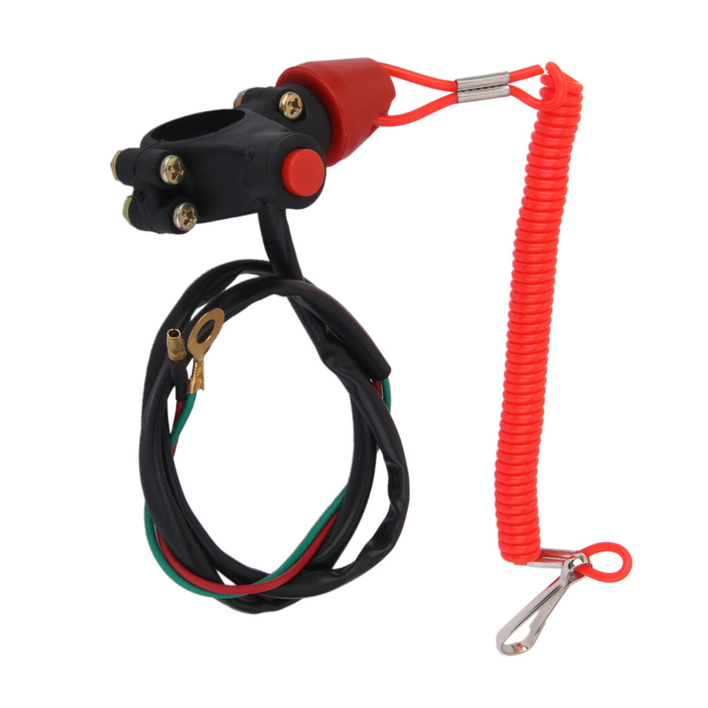 Universal Emergency Engine Kill Stop Switch With Tether Lanyard For ATV, Motorcycle, Lawn Mower