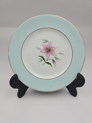 Vintage Royal Albert Elfin Blume Entenei blaue Seite Brotteller rote Blume 61/4''