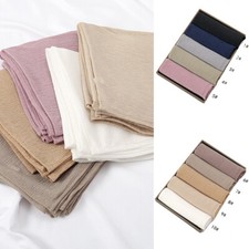 Women Scarves Muslim Headscarf Crinkled Elastic Solid Color Head Wraps Shawls