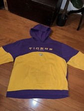 LSU Tigers Liscenced Hoodie Sweatshirt Purple Gold Needs A Wash Sz XL
