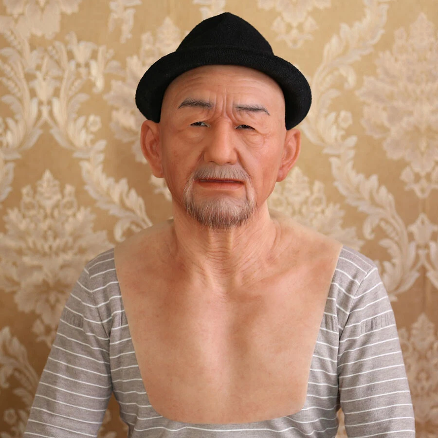 Dokier Silicone Old Man Mask Face Props Hoods Headwear Halloween Cosplay - Image 2 of 4