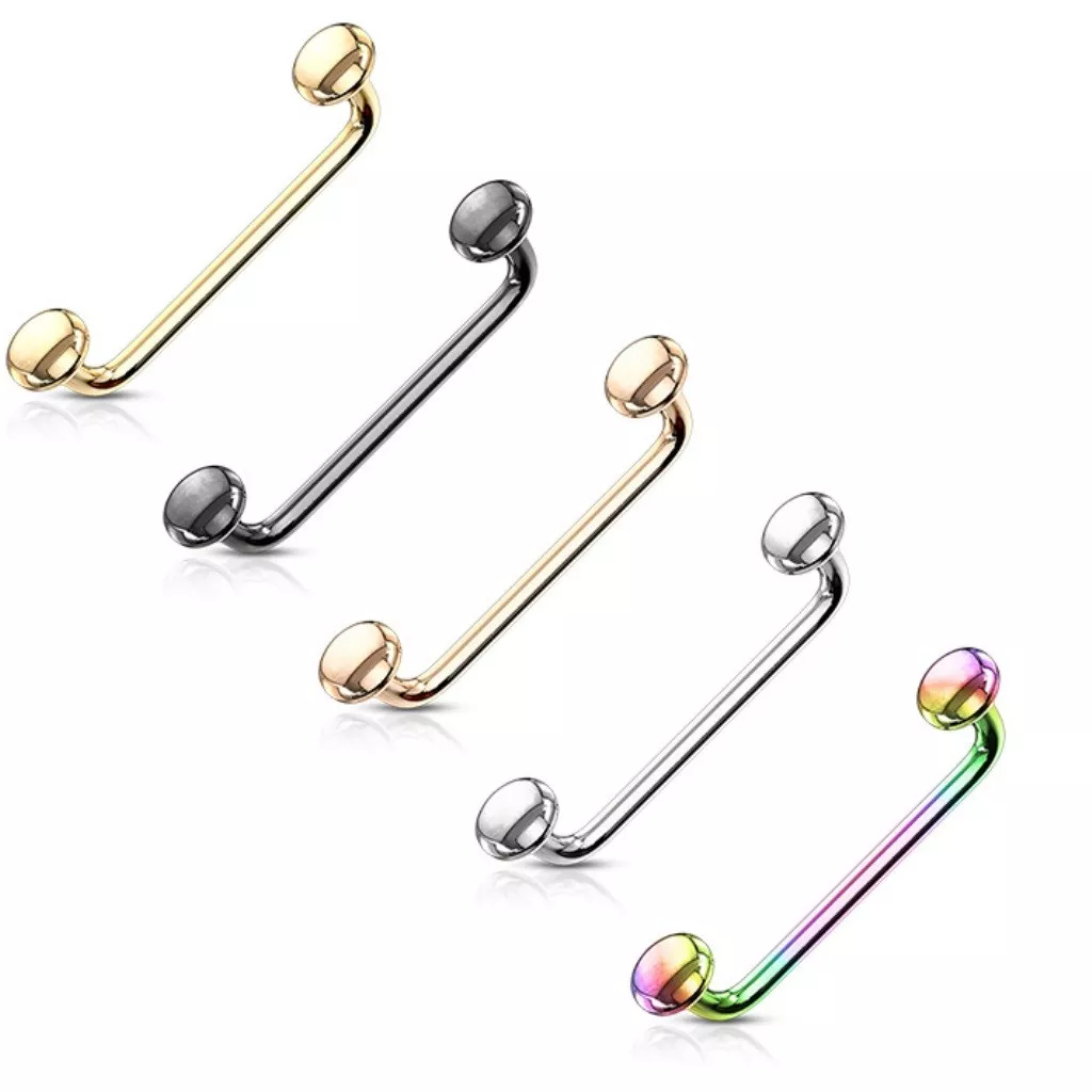 90 DEGREE BENT STAPLE BARBELL PVD STEEL SURFACE PIERCING JEWELRY