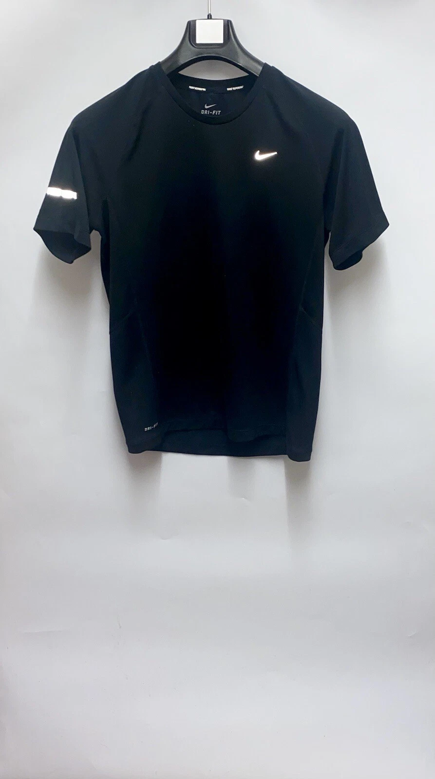 Nike Mens Printed Miler Sleeve Tee - Black/Silver: Medium