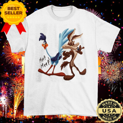 Wile E. Coyote and Road Runner T Shirt White Short Sleeve S-5XL