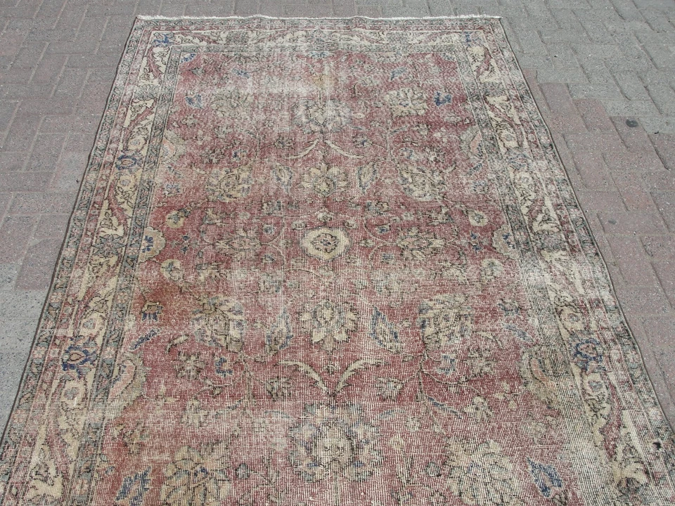 handmade rug, area rug, vintage wool rug, oushak rug , home decor, carpet rug, - Image 3 of 4