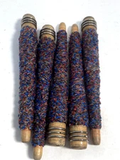 Bobbins Quills Wood Variegated Thread Wrapped Vtg Industrial Wooden Lot-5: