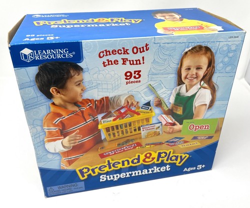 Juego de 93 piezas de recursos de aprendizaje supermercado y calculadora de caja registradora mayores de 3 años - Imagen 2 de 23