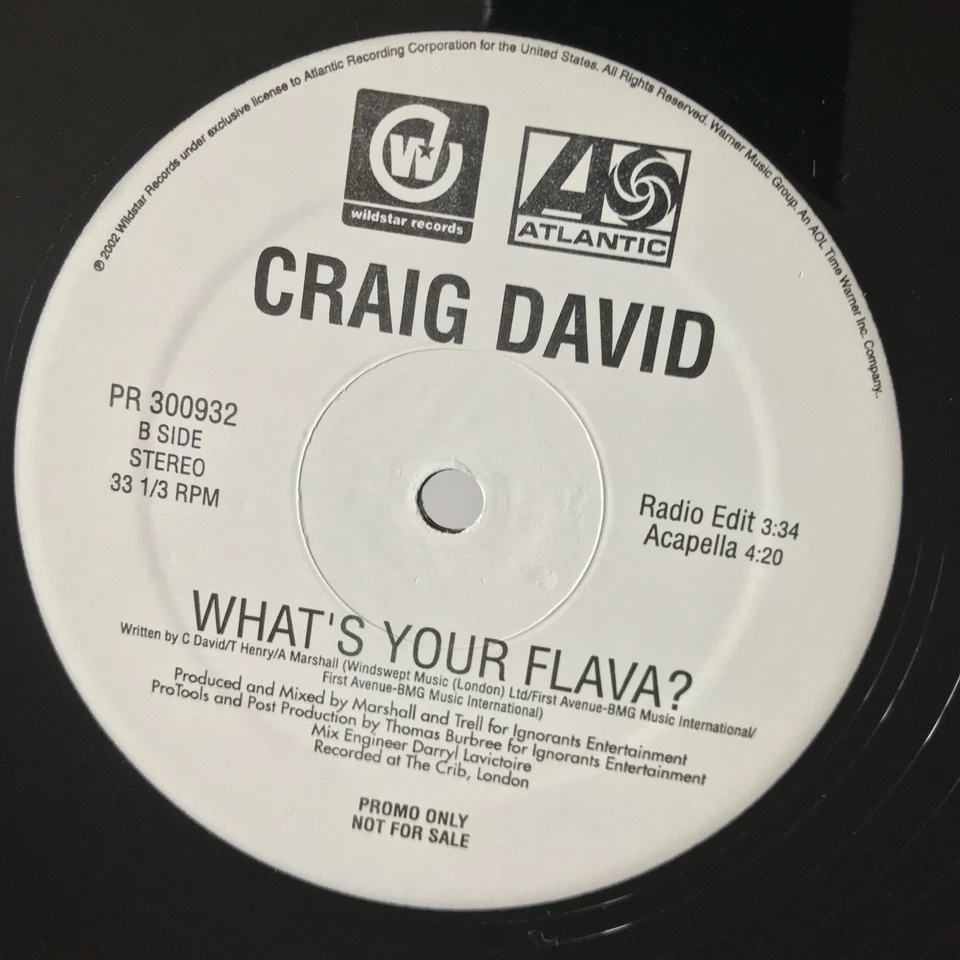 Craig David – What's Your Flava ? - Vinyl 12 US Promo 2002 DL - Image 3 of 4