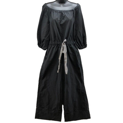 Marella Future Cotton Jumpsuit Womens 10 Black Wide Leg Off The Shoulder Party