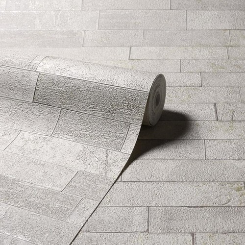 Arthouse Graphite Slate Grey Silver Gold Brick Heavy Weight Vinyl Wallpaper eBay
