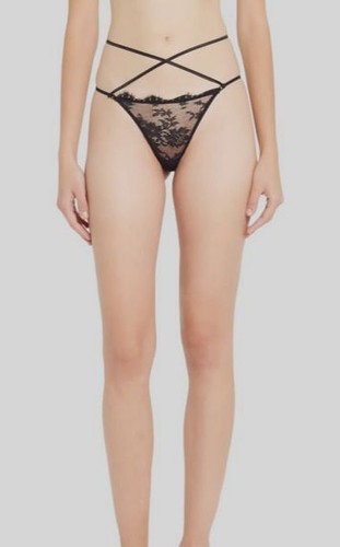Kiki De Montparnasse Women's Black Jolie Strappy Lace Thong Panty Size S