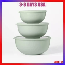 Set of 3 Plastic Mixing Bowl Set with Lids - Figmint™ Green