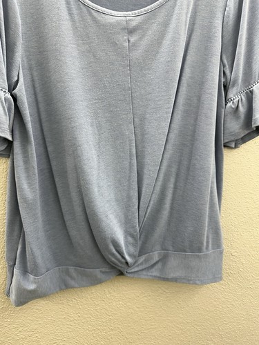 Luxology Damen Shirt Größe M Blau Halbarm Rüschen - Bild 3 von 11
