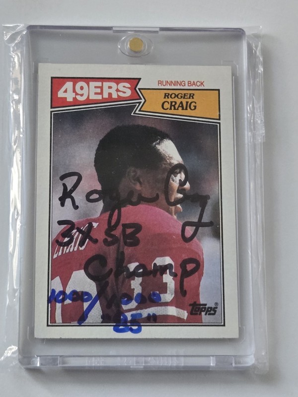 87 TOPPS ROGER CRAIG PERSONALIZED INSCRIPTION AUTO 3X SB CHAMP 1000/1000 CLUB