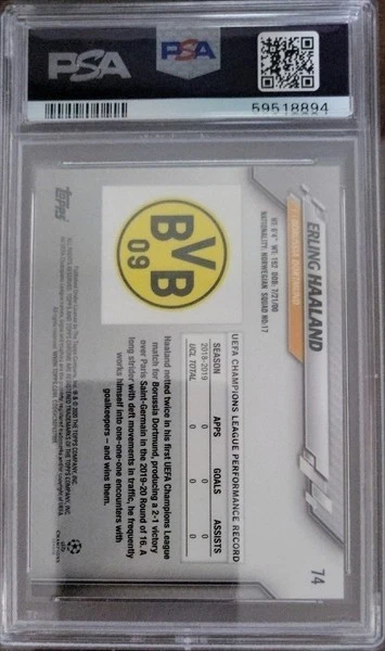 2019-20 Topps Chrome UCL Erling Haaland 74 PSA 10 Rookie RC - Image 4 of 4
