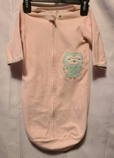 Carter's girls Pink  white with Owl sleep sack Sleepwear 0-9 M
