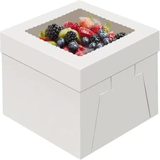 4 Pack Cake Boxes 12 Inch, Disposable Cake Transport Container, Cake Carrier,...