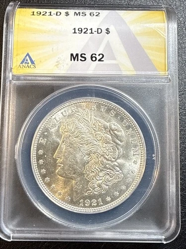 1921-D $1 Morgan Silver Dollar ANACS MS 62 | Uncirculated UNC