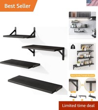 Versatile Black Wall Floating Shelves - Perfect for Living Room, Bathroom More
