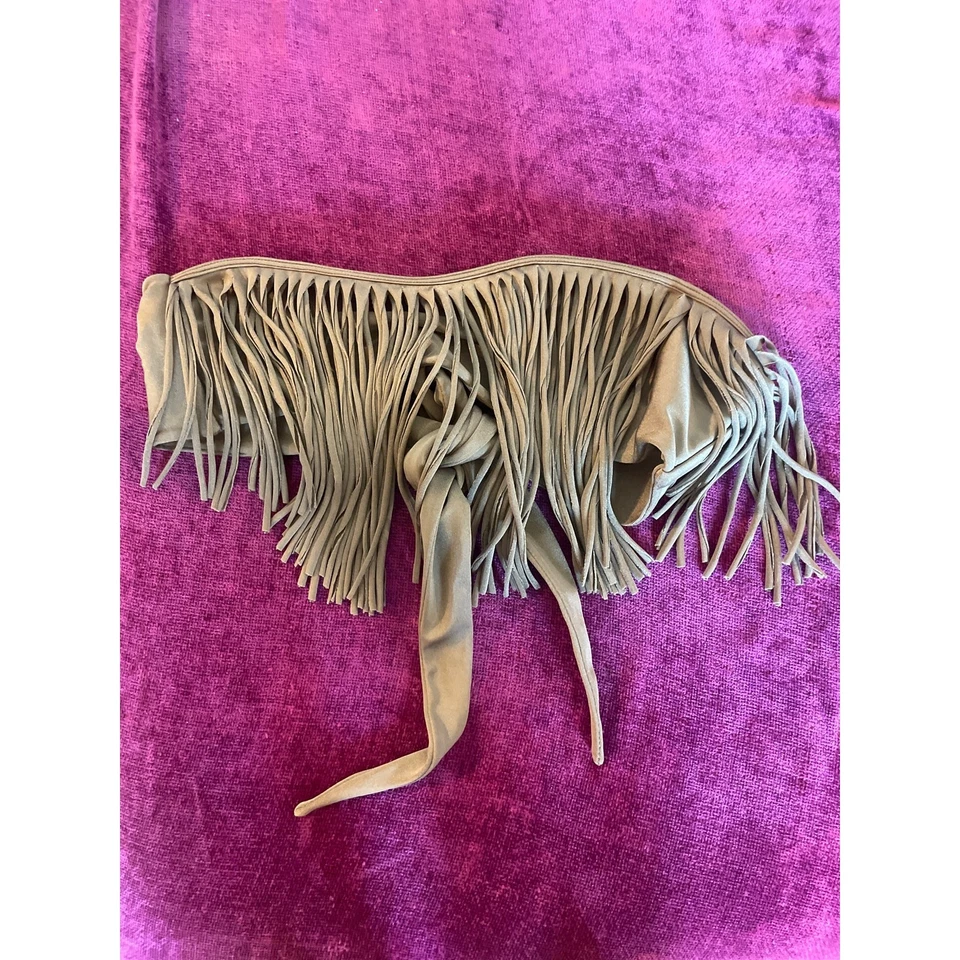 Top de bikini TORI PRAVER con flecos polvorientos en avellana sin tirantes bandeau talla grande/L Foto 2 de 4