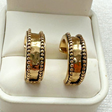 LOVELY BARSE BEADED HAMMERED BRONZE EARRINGS