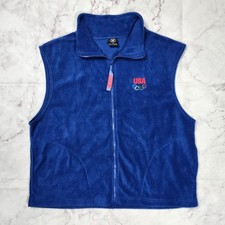 Vintage Team USA United States Olympics Committee Royal Blue Fleece Vest Size XL