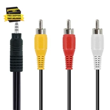 3.5Mm to RCA Camcorder AV Audio Video Output Cable, 3 RCA to 3.5Mm AV Input Cord