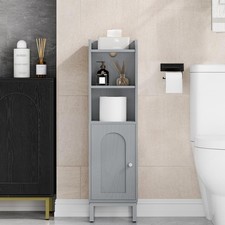 Bathroom Storage Cabinet, Small Corner Floor Cabinet with Door and Shelves, N...