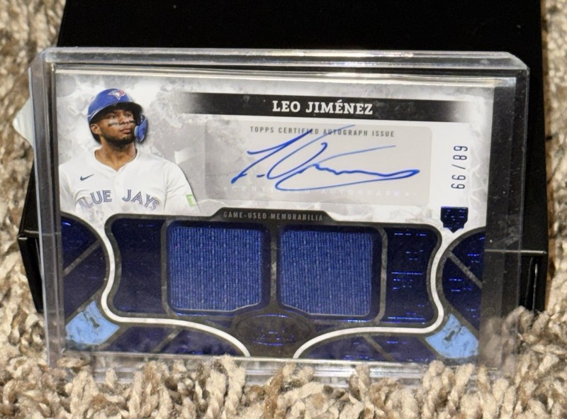 2025 Topps Tier One - Autographed Tier One Relics Leo Jimenez #AT1R-LJ Blue Dual