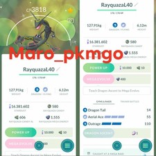 Pokemon Shiny Rayquaza LV40 Unlock 3moves - TRA'DE 20k Dust GO- Read Description