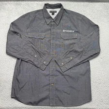 Dri-Duck 4434 Field Shirt Mens Large Husqvarna Branded Gray L/S Vented Work Gear