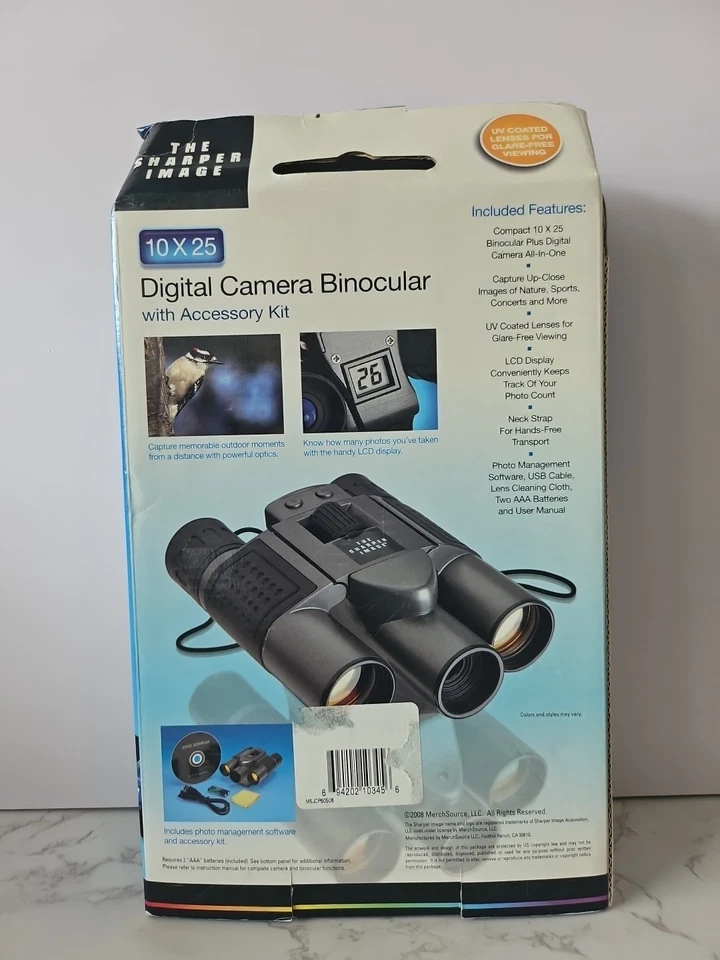 Sharper Image 10x25 Digital Camera Binoculars #1617494 Accs Kit Inc. New - Image 2 of 4