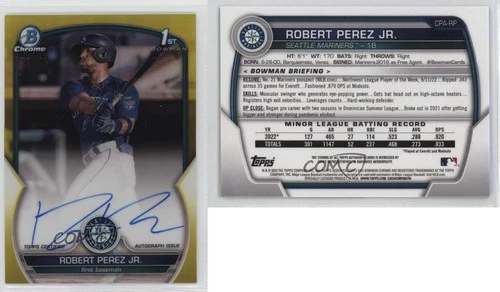 2023 Bowman Chrome Prospect Yellow Refractor /75 Robert Perez Jr #CPA-RP Auto