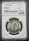 1946-D WALKING LIBERTY SILVER HALF DOLLAR NGC MS66+ BLAST WHITE 04EGA26