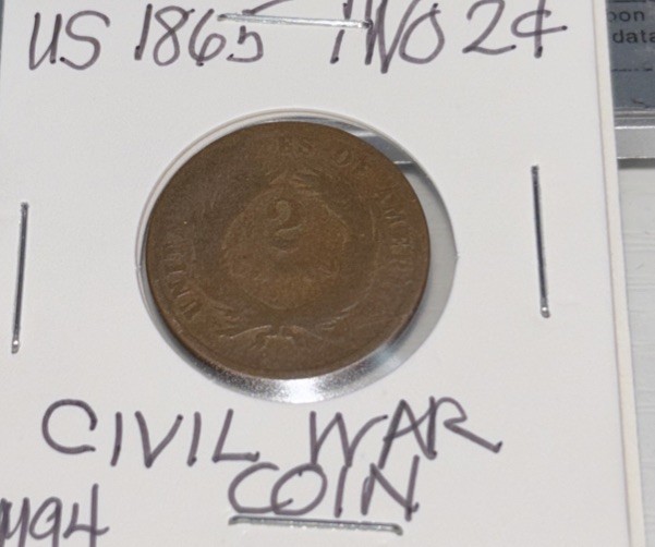1865 TWO CENT PIECE - SCARCE CiViL WAR COIN. Letters Legible. Collectable!