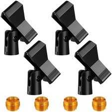 Mic Clips for Stands Set 4 Piece Adjustable Holders Adapters 5/8 to 3/8 Inch
