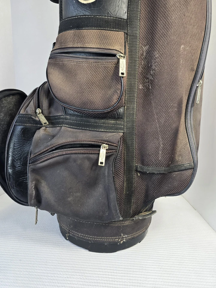 Bolsa de golfe vintage Callaway couro gavião arqueiro bolsa carrinho 6 vias - Imagem 4 de 4
