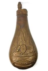 Vintage American Civil War Brass Gun Powder Flask Made in Italy 8.5" - NICE